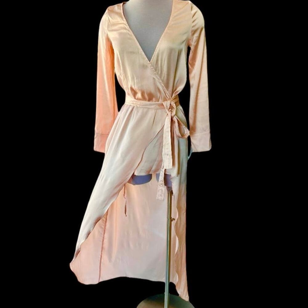NWT $225 For Love & Lemons La Lydia Peach mHigh Leg Maxi Wrap Dress Size XS